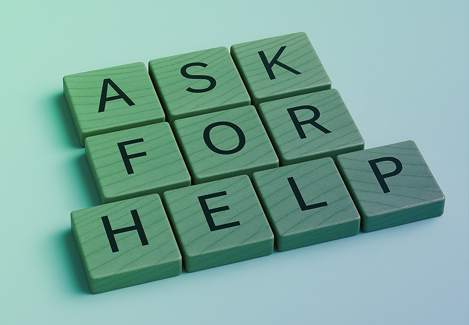 Wooden Blocks Spelling “Ask for Help”