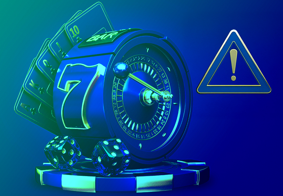 A Warning Sign with Gambling Imagery