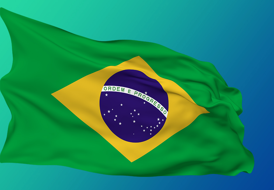 The Brazilian Flag Waving in the Wind