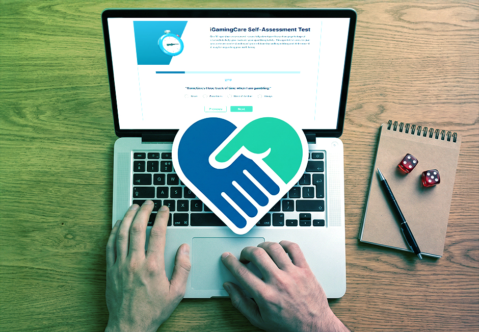 A Person Taking the iGamingCare Self-Care Test on a Laptop