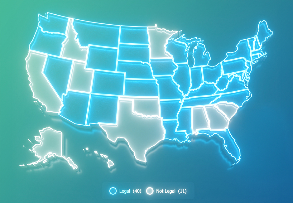 A US Map Showing States with Legal Sports Betting