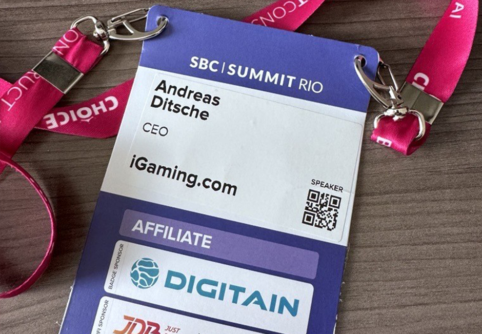 SBC Summit Rio 2026 speaker badge for Andreas Ditsche, CEO of iGaming.com