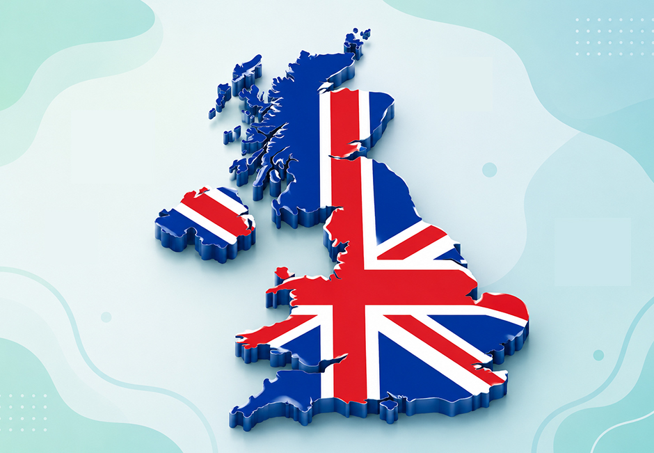 UK Map Filled with the Union Jack Flag