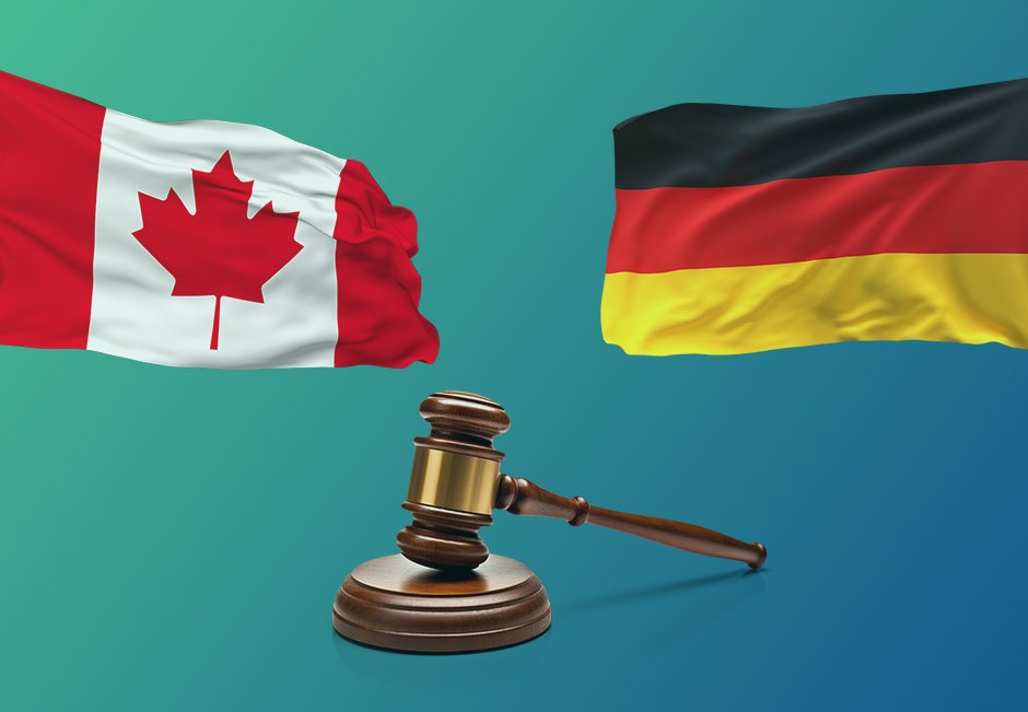 Canada and Germany Flags Representing Two iGaming Regulation Models