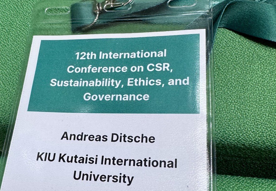 Conference badge for the 12th International Conference on CSR, Sustainability, Ethics, and Governance