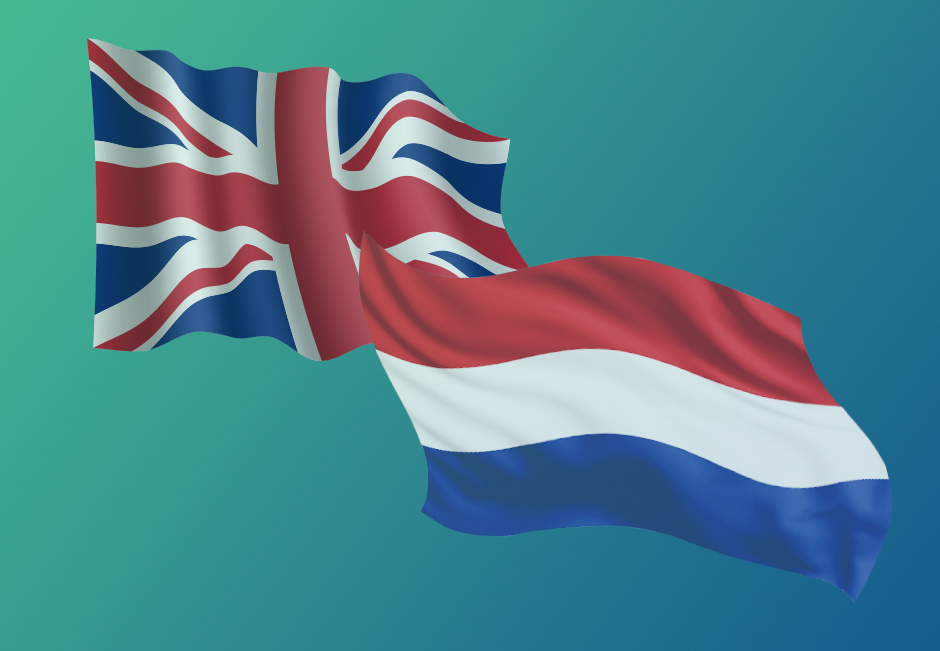 Flags of the UK and the Netherlands