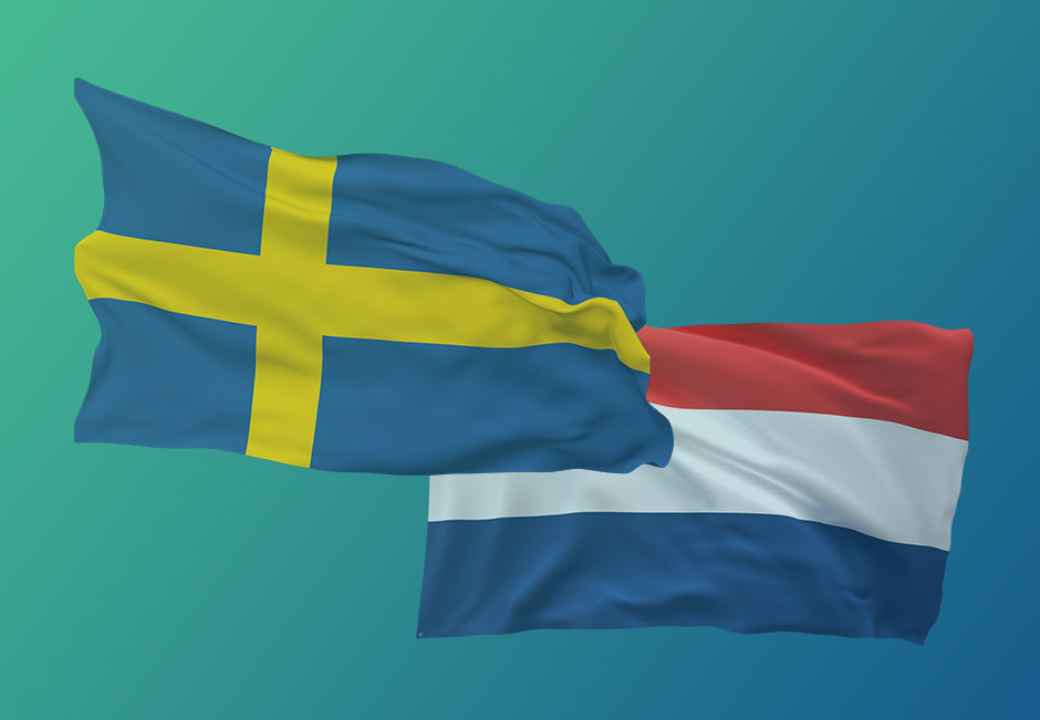 Flags of Sweden and the Netherlands