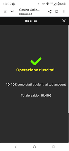 Conferma deposito con Postepay su 888casino