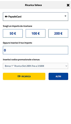 La cassa del casinò AdmiralBet