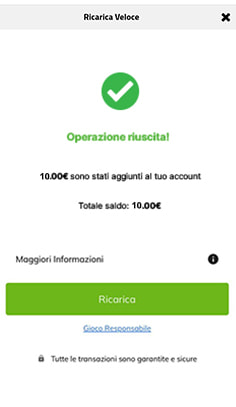 Conferma deposito con paysafecard su AdmiralBet
