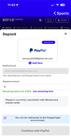 BoyleCasino Select Deposit Amount