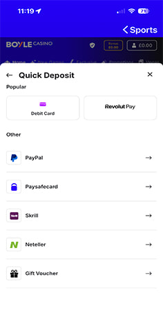 Boyle Casino Cashier with Payment Methods