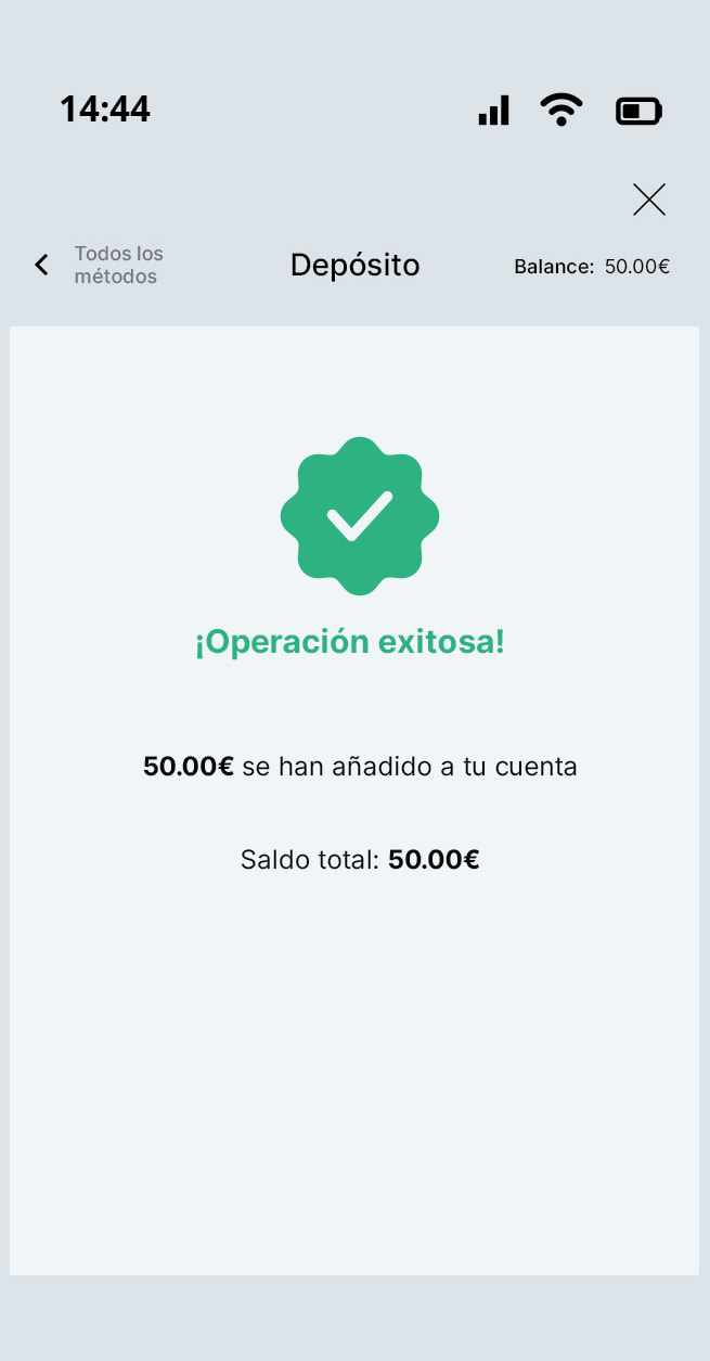 Confirmación del depósito con PaysafeCard en Casino Barcelona