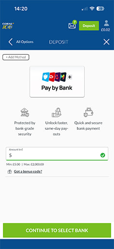 Enter the Bank Transfer Deposit Amount