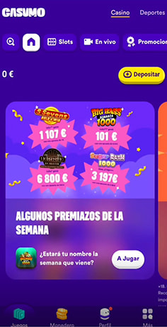 Página principal de casino Casumo