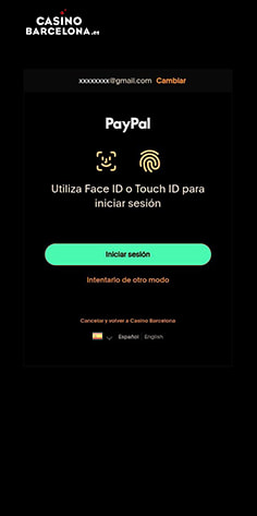 Verificación de datos personales para iniciar sesión en PayPal y depositar en Casino Barcelona