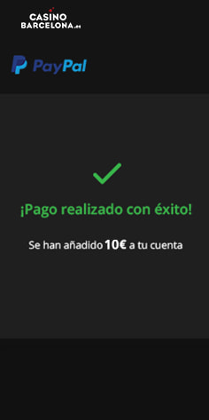 El mensaje de confirmación del pago realizado con PayPal en Casino Barcelona