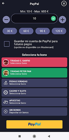 Elección del importe del depósito en Gran Madrid Casino Online