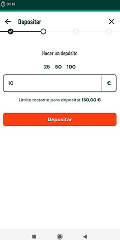 Introducción del importe de depósito en casino Paf