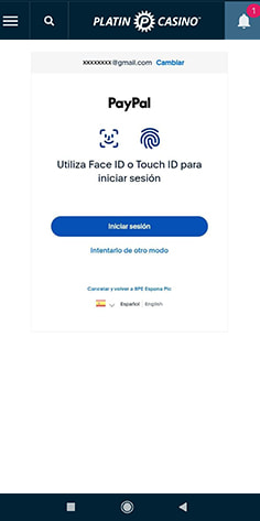 Verificación de identidad y comprobación de los datos del depósito con PayPal en Platincasino