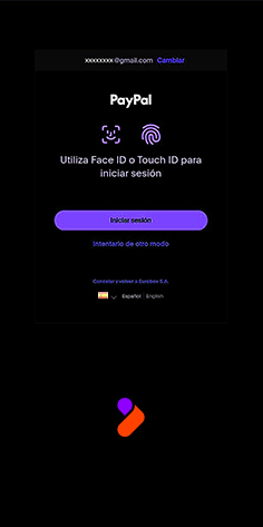 Inicio de sesión en PayPal para realizar el depósito con PayPal en TonyBet