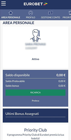 La cassa dell'app del casinò Еurobet