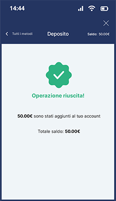 Deposito Apple Pay accreditato sul conto di gioco Eurobet