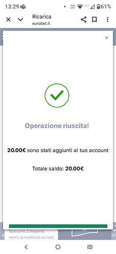 Conferma deposito con Postepay su Eurobet