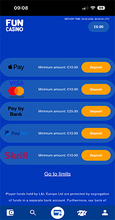 Fun Casino Cashier with Payment Methods