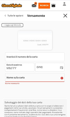 Completamento del pagamento con paysafecard su Gioco Digitale