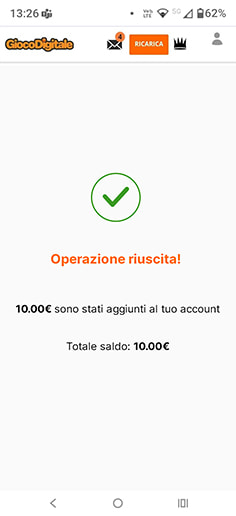 Conferma deposito con Postepay su Gioco Digitale