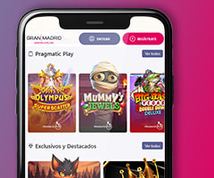 Página principal de Gran Madrid Casino Online en versión móvil
