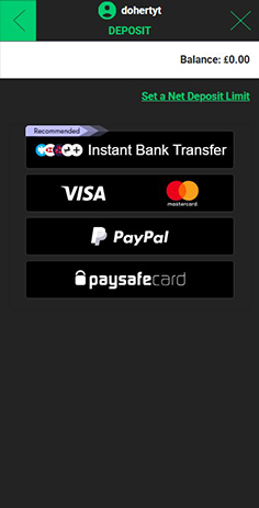 Grosvenor Casino Cashier with Payment Methods Including Instant Bank Transfer