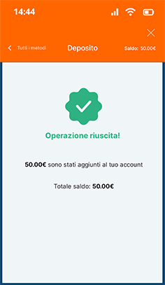 Deposito Apple Pay accreditato sul conto di gioco LeoVegas