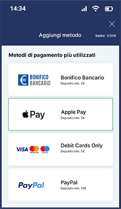 La cassa del casinò Lottomatica con Apple Pay tra i metodi di pagamento