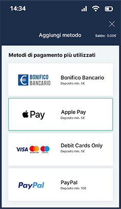 La cassa del casinò Marathonbet con Apple Pay tra i metodi di pagamento