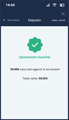 Deposito Apple Pay accreditato sul conto Marathonbet