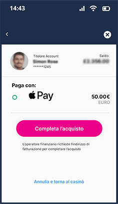 Approvazione del pagamento Apple Pay su Marathonbet