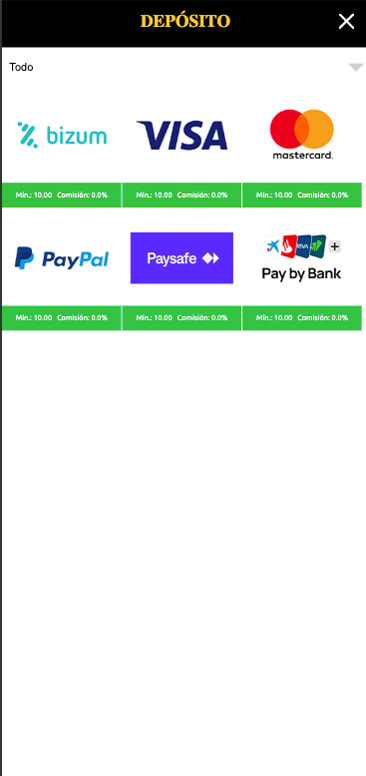 Cajero de Mega Casino con PaysafeCard entre los métodos de depósito