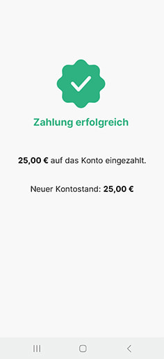 Schritt 4 zur Einzahlung mit PaysafeCard im Merkur Slots Casino: Betrag wird gutgeschrieben.