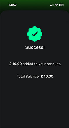 Deposit Successful Message at Midnite