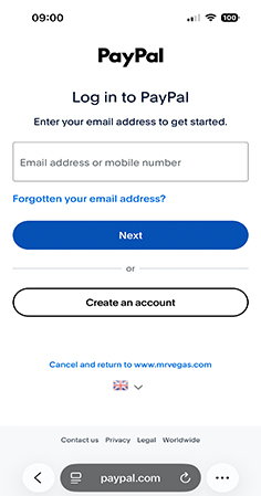 Mr Vegas PayPal Redirection