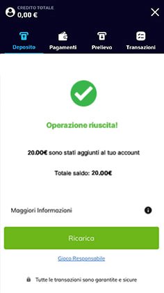 Conferma accredito deposito con paysafecard su NetBet