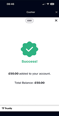 Confirm the Trustly Deposit to NetBet