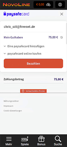 Schritt 3 zur Einzahlung mit PaysafeCard im Novoline Casino: Zahlung bestätigen.