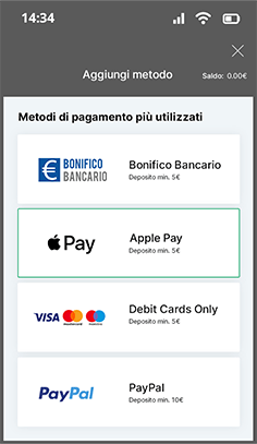 La cassa del casinò Planetwin365 con Apple Pay tra i metodi di pagamento