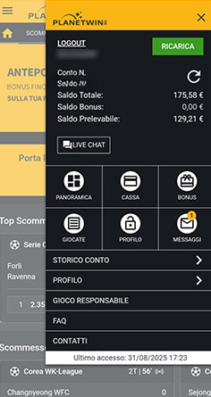 La cassa del casinò Planetwin365 con metodi pagamento