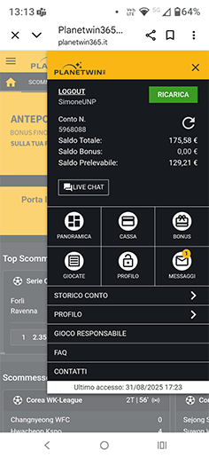 La cassa del casinò di Planetwin365 con i sistemi di pagamento disponibili