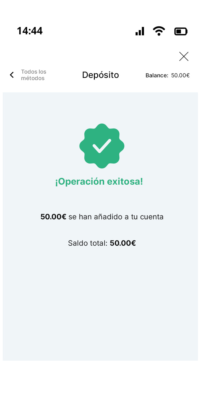Confirmación del depósito con PaysafeCard en PlayUZU