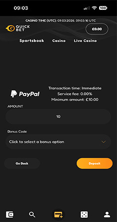 QuickBet Select Deposit Amount